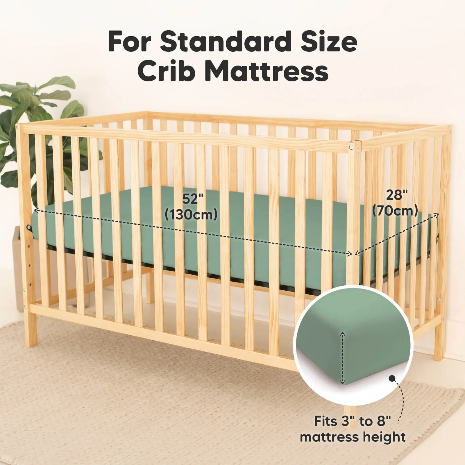 2-Pack Isla [Protect ] Waterproof Crib Sheets (Hedges)