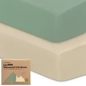 2-Pack Isla [Protect ] Waterproof Crib Sheets (Hedges)