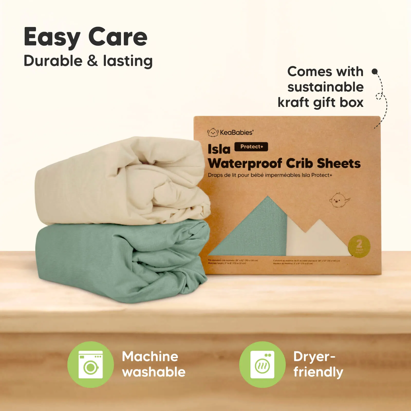 2-Pack Isla [Protect ] Waterproof Crib Sheets (Hedges)