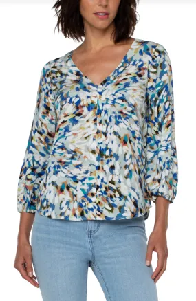 3/4 Sleeve Double V Neck Top - Sunburst