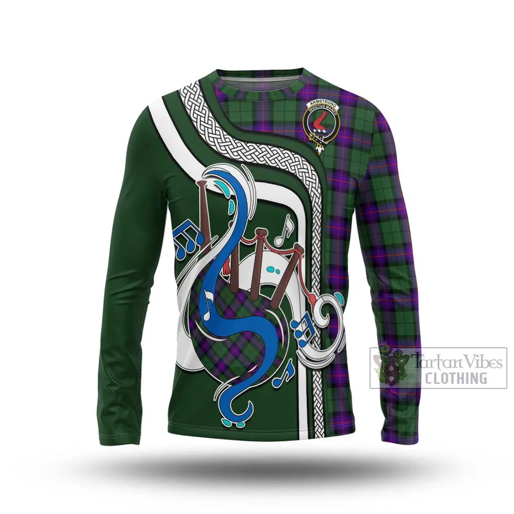 Armstrong Modern Tartan Long Sleeve T-Shirt with Epic Bagpipe Style
