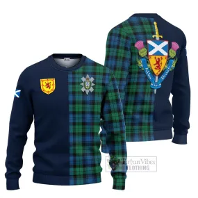 Black Watch Ancient Tartan Ugly Sweater with Scottish Lion Royal Arm Half Style