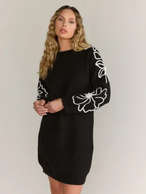 Dreamers Long Sleeve Floral Stitch Sweater Dress - Brands We Love