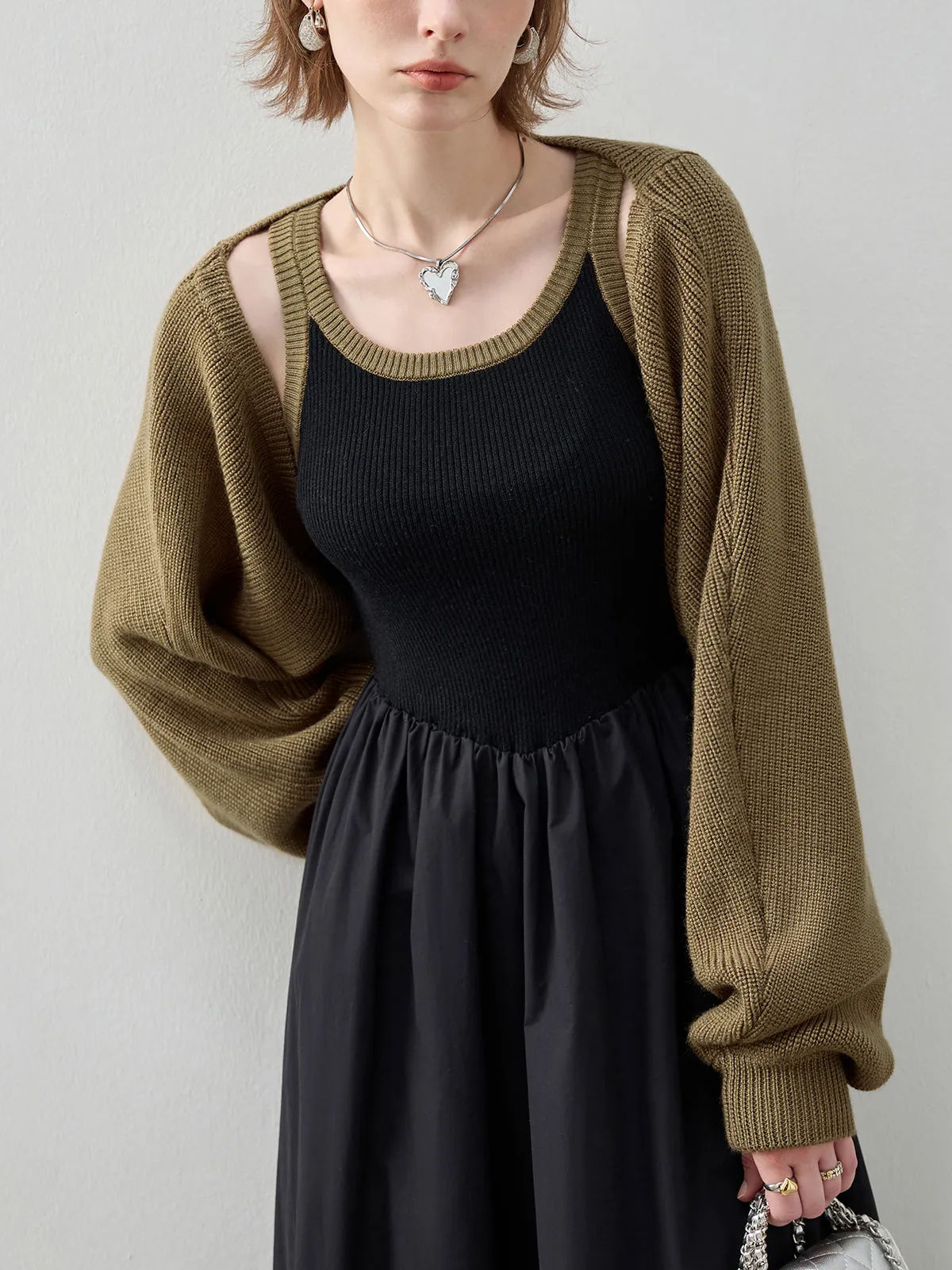 Essential Two Piece Trendy Bolero Long Sweater Dress