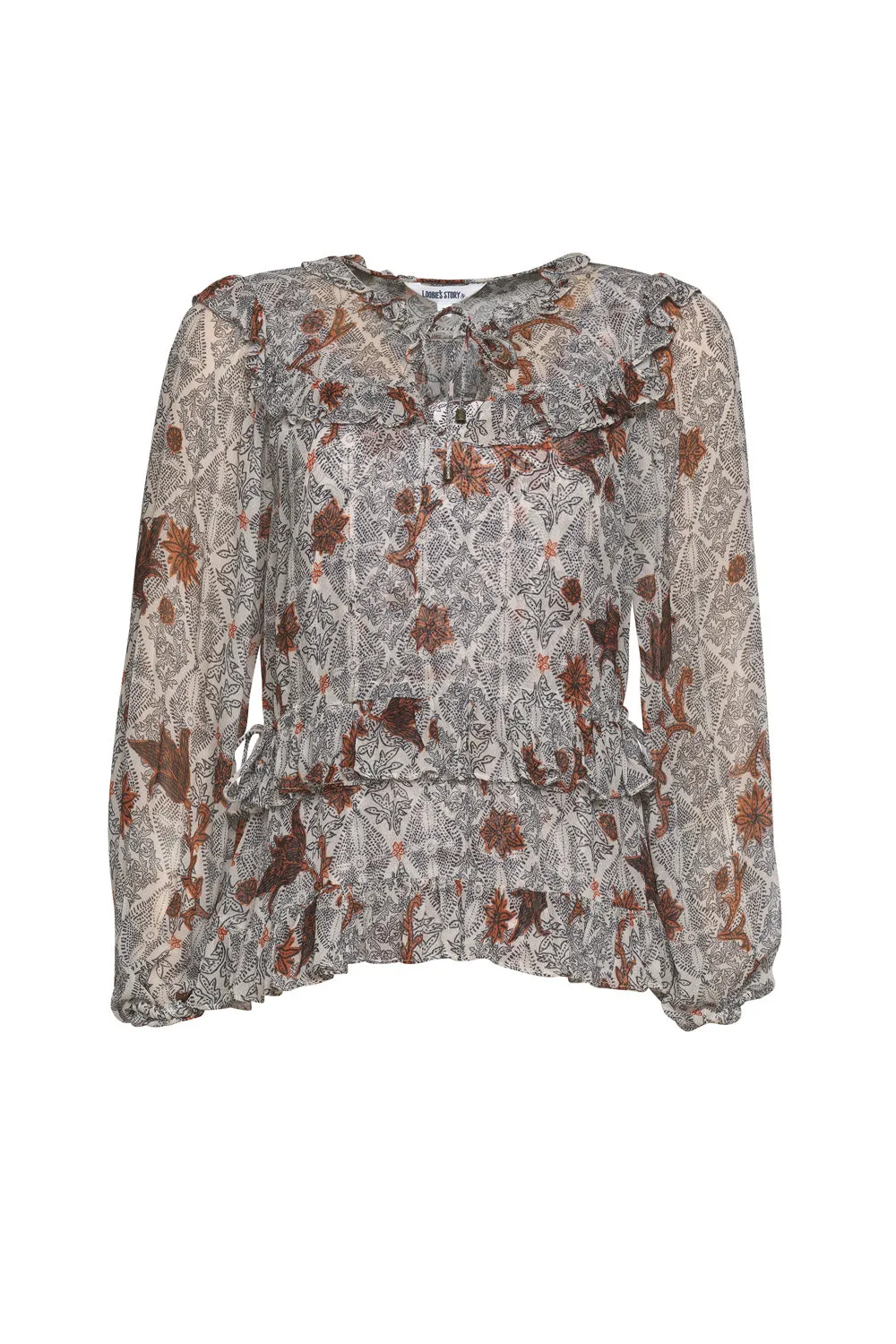 Fearless Ruffle Top in Bone Multi