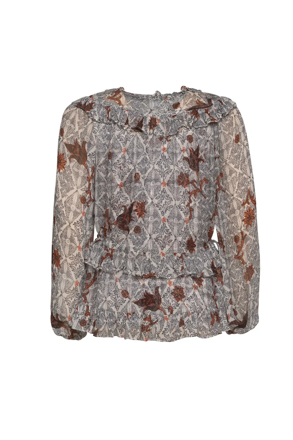 Fearless Ruffle Top in Bone Multi