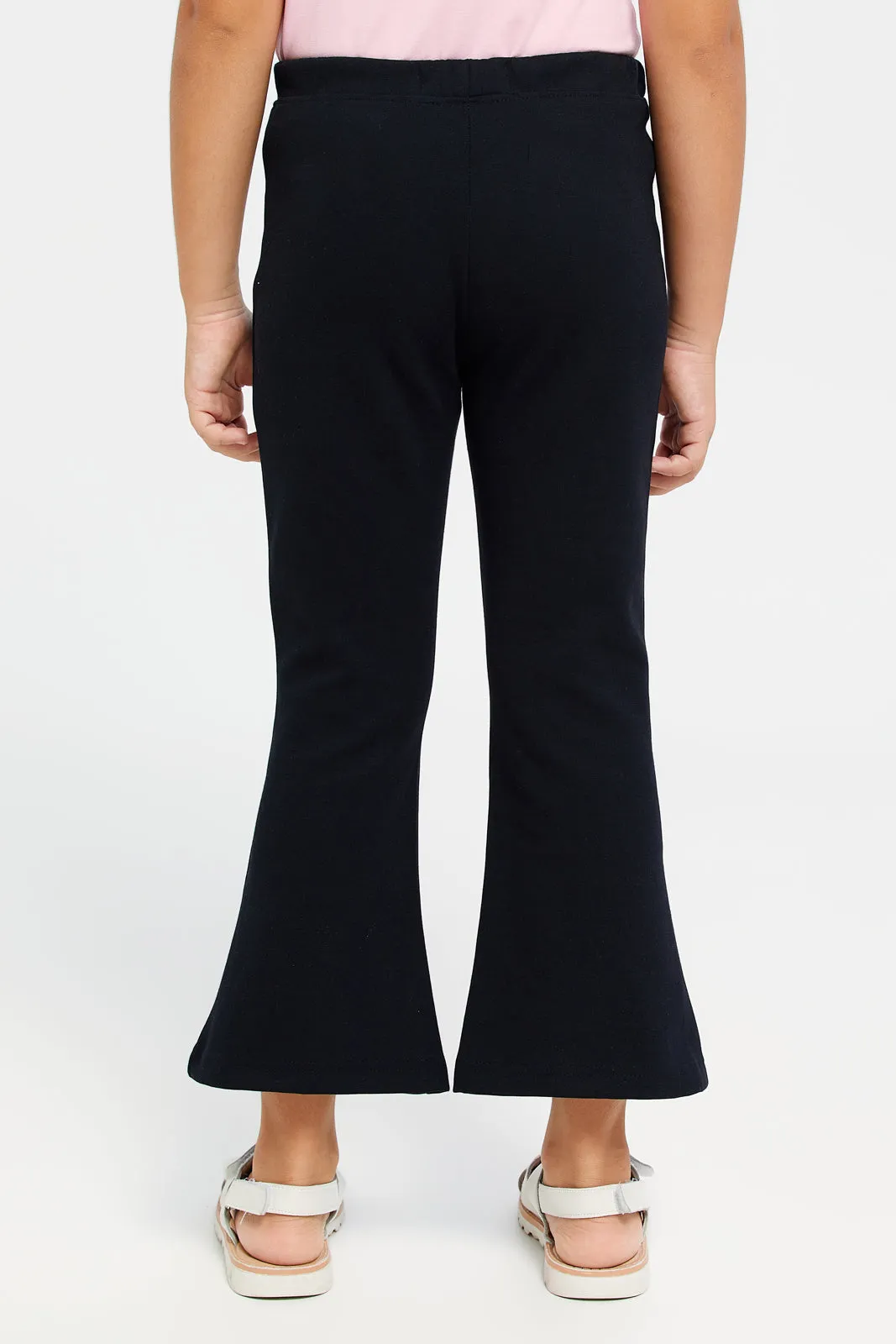 Girls Black Flared Leggings