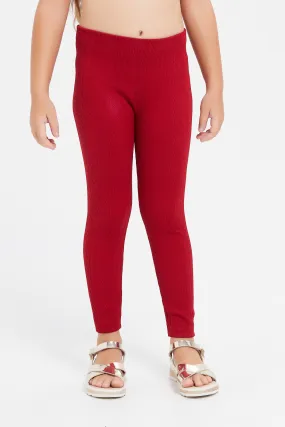 Girls Red Seamless Leggings
