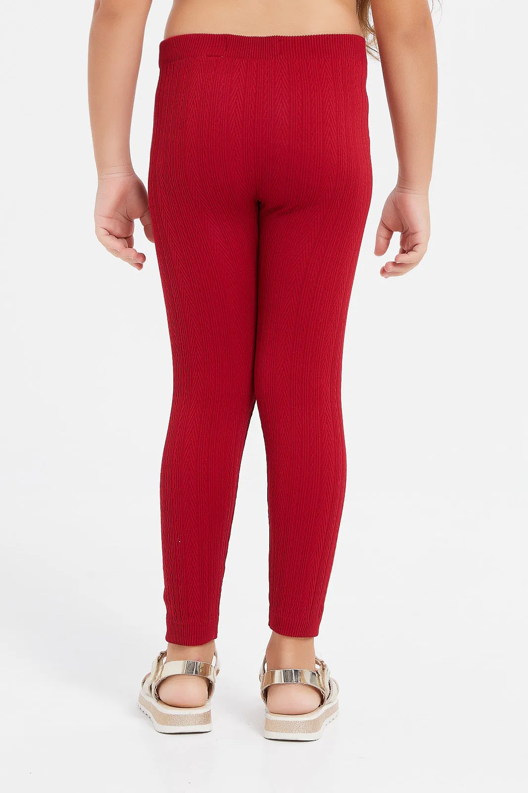 Girls Red Seamless Leggings