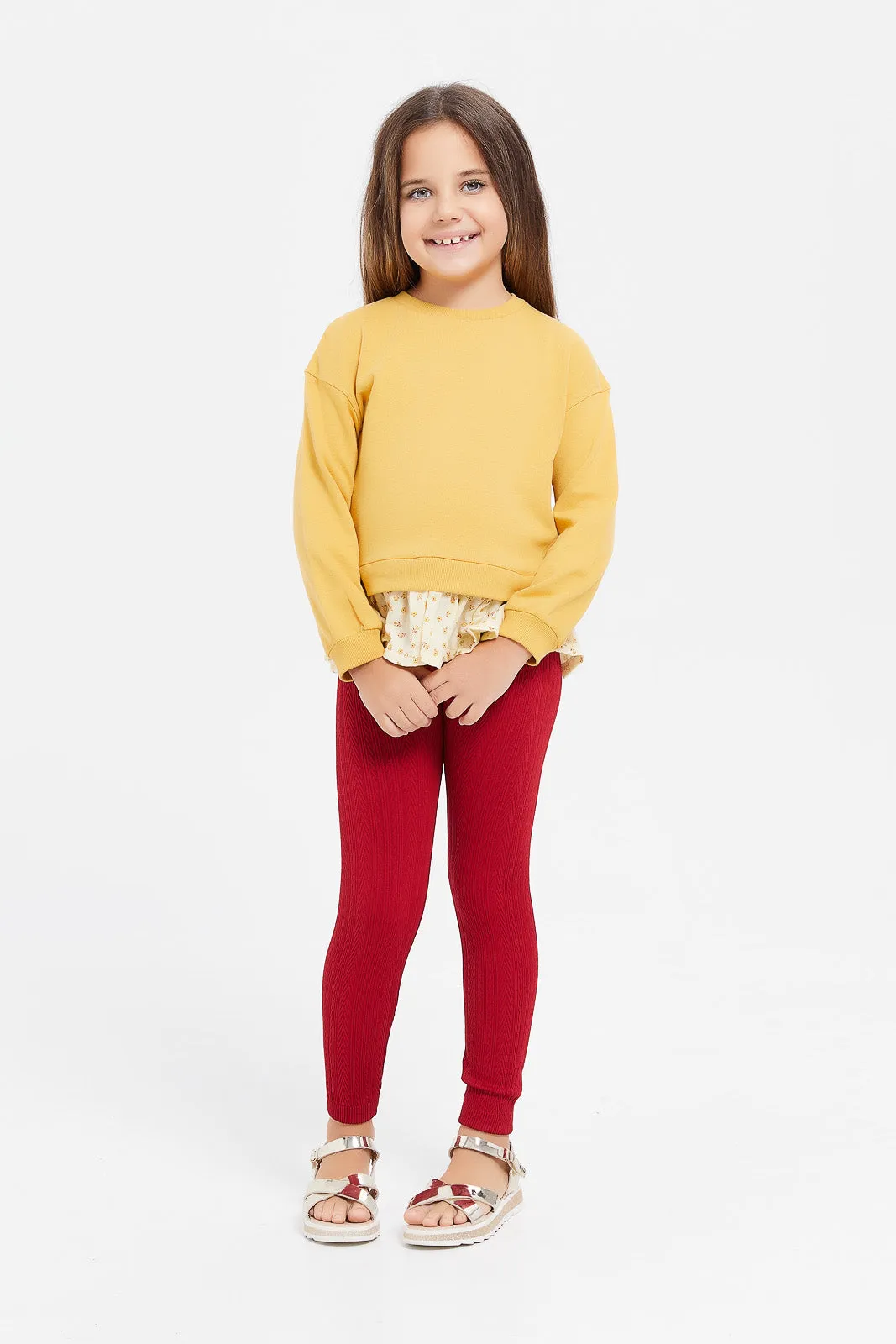 Girls Red Seamless Leggings