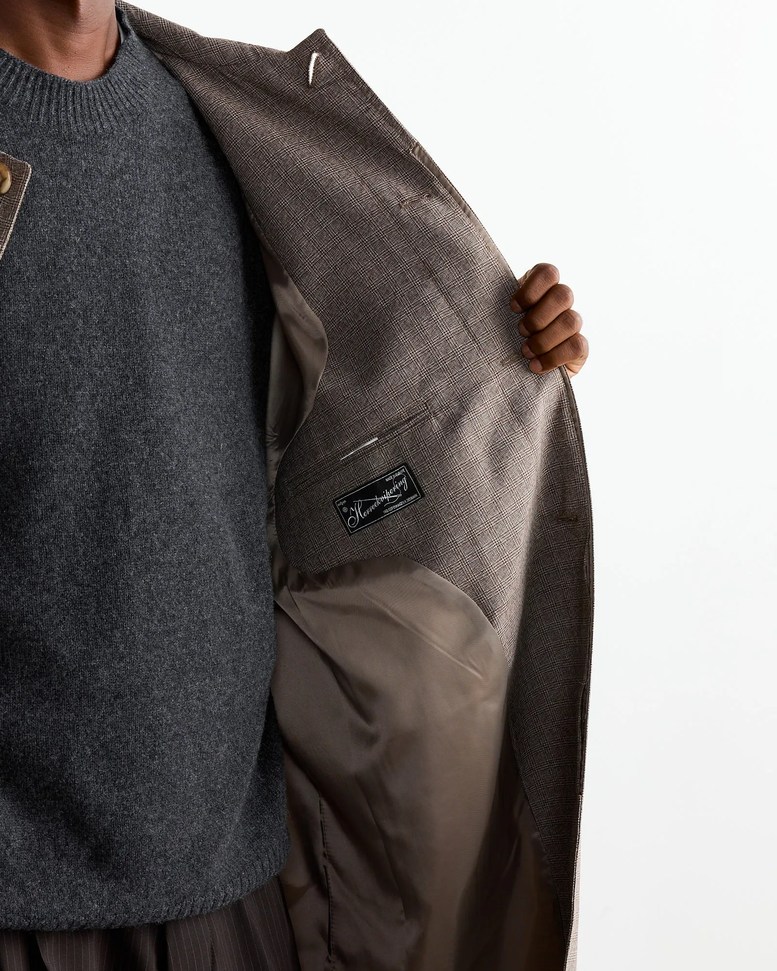 Installation Coat in Brown Glen Check