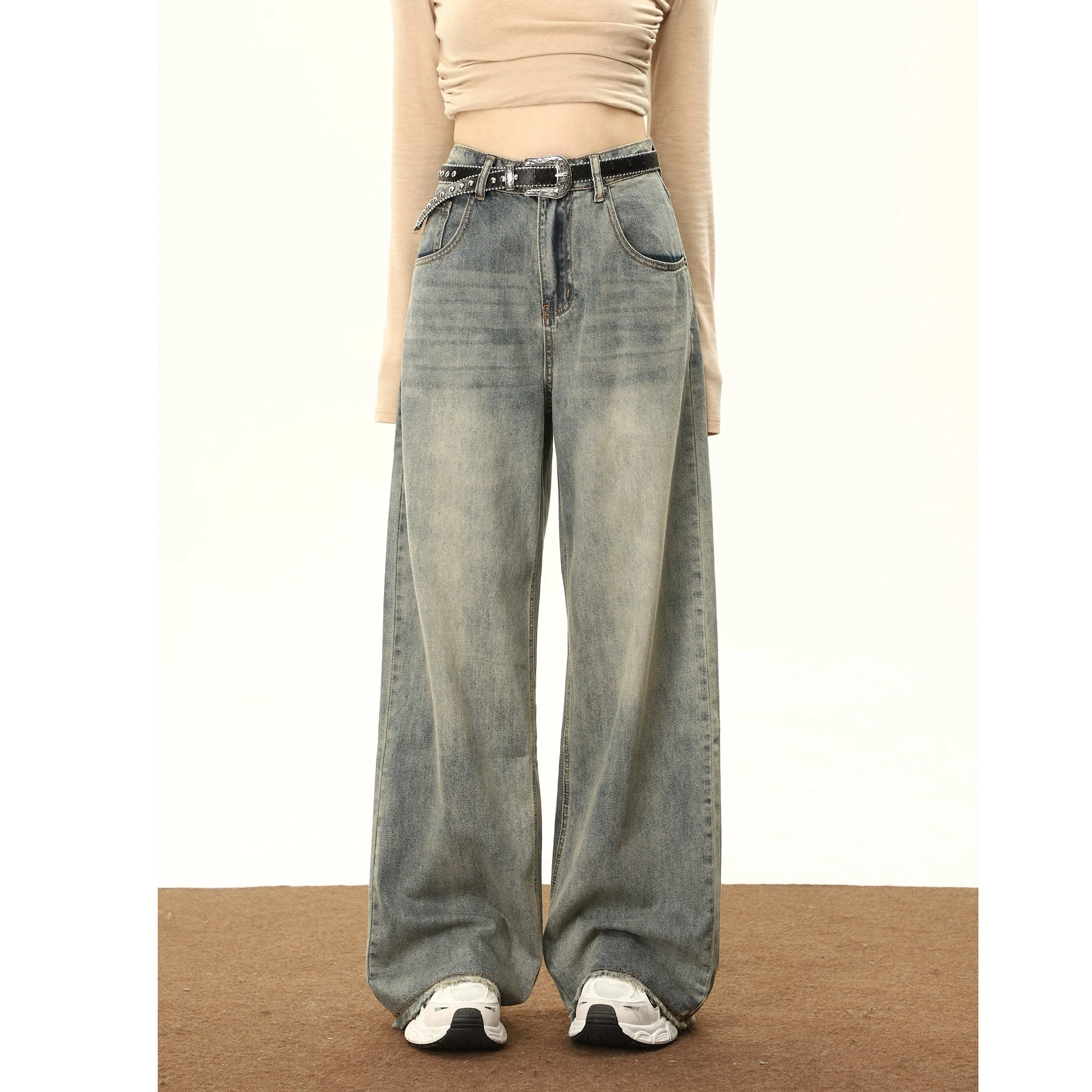Mina Vintage Washed High Waist Wide Leg Jeans