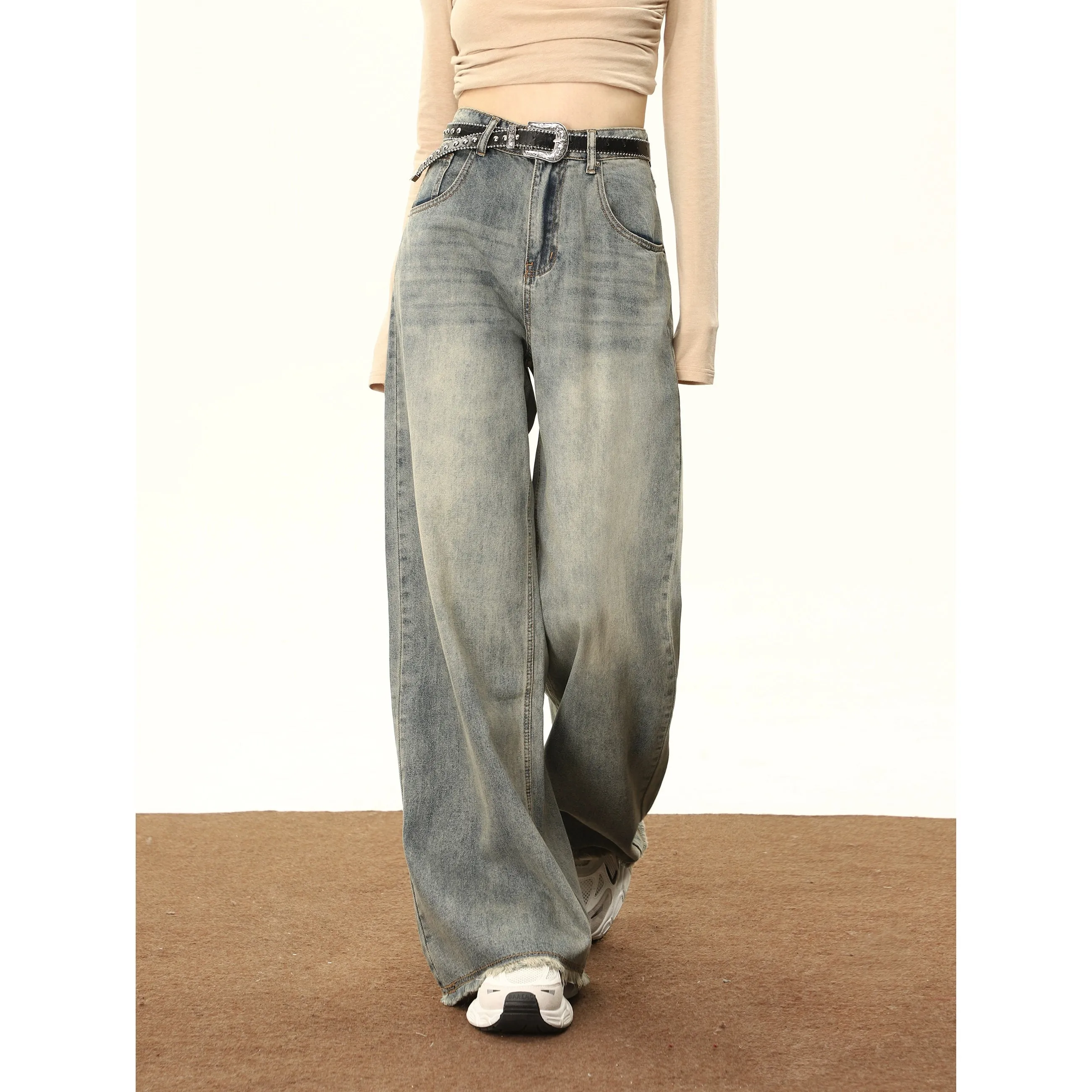 Mina Vintage Washed High Waist Wide Leg Jeans