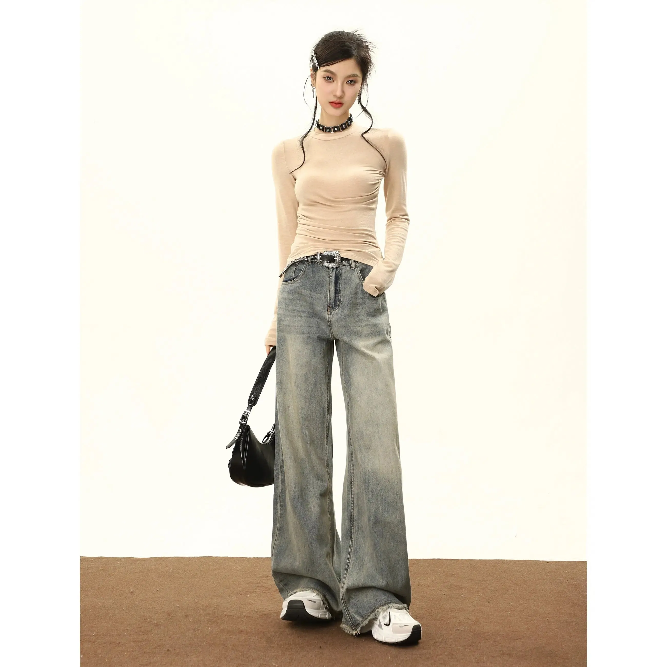 Mina Vintage Washed High Waist Wide Leg Jeans