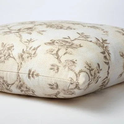 New - Euro Etched Neutral Floral Decorative Throw Pillow - Threshold designed with