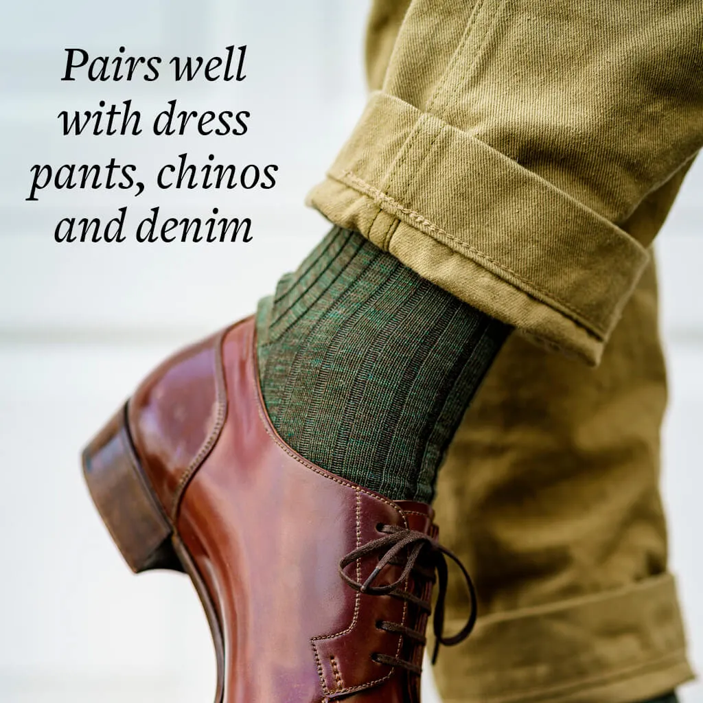 Olive Merino Wool Over the Calf Dress Socks