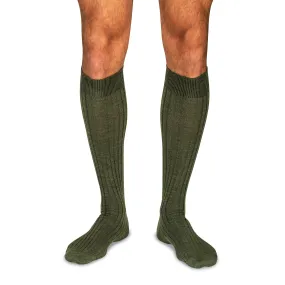 Olive Merino Wool Over the Calf Dress Socks