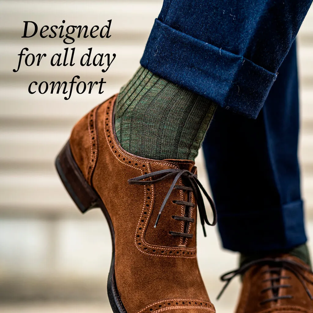 Olive Merino Wool Over the Calf Dress Socks