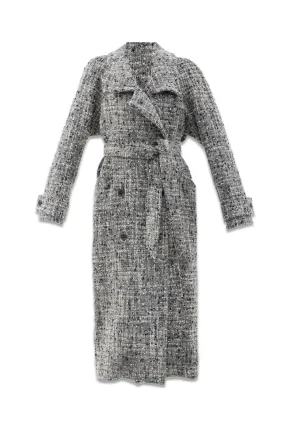 Oversized Belted Funnel Beck Bouclé Blanket Coat