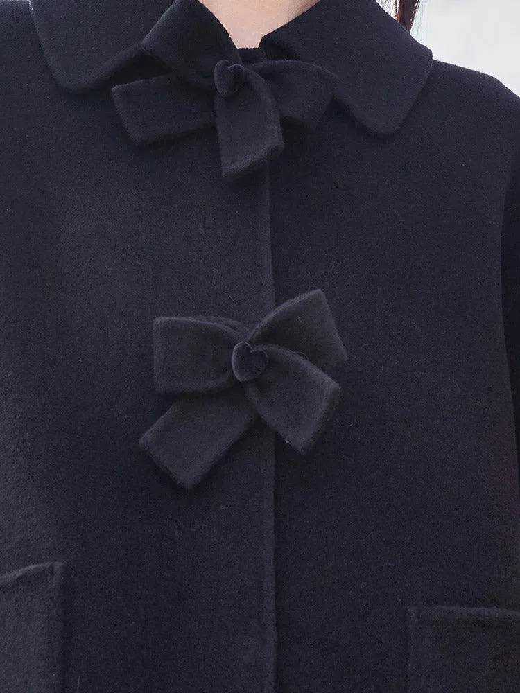 Oversized Bow Knot Woolen Coat