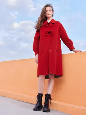 Oversized Bow Knot Woolen Coat