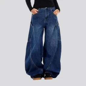 Oversized deep blue vintage jeans for ladies
