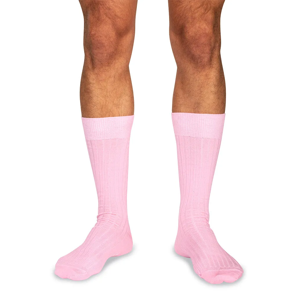 Pink Merino Wool Mid Calf Dress Socks