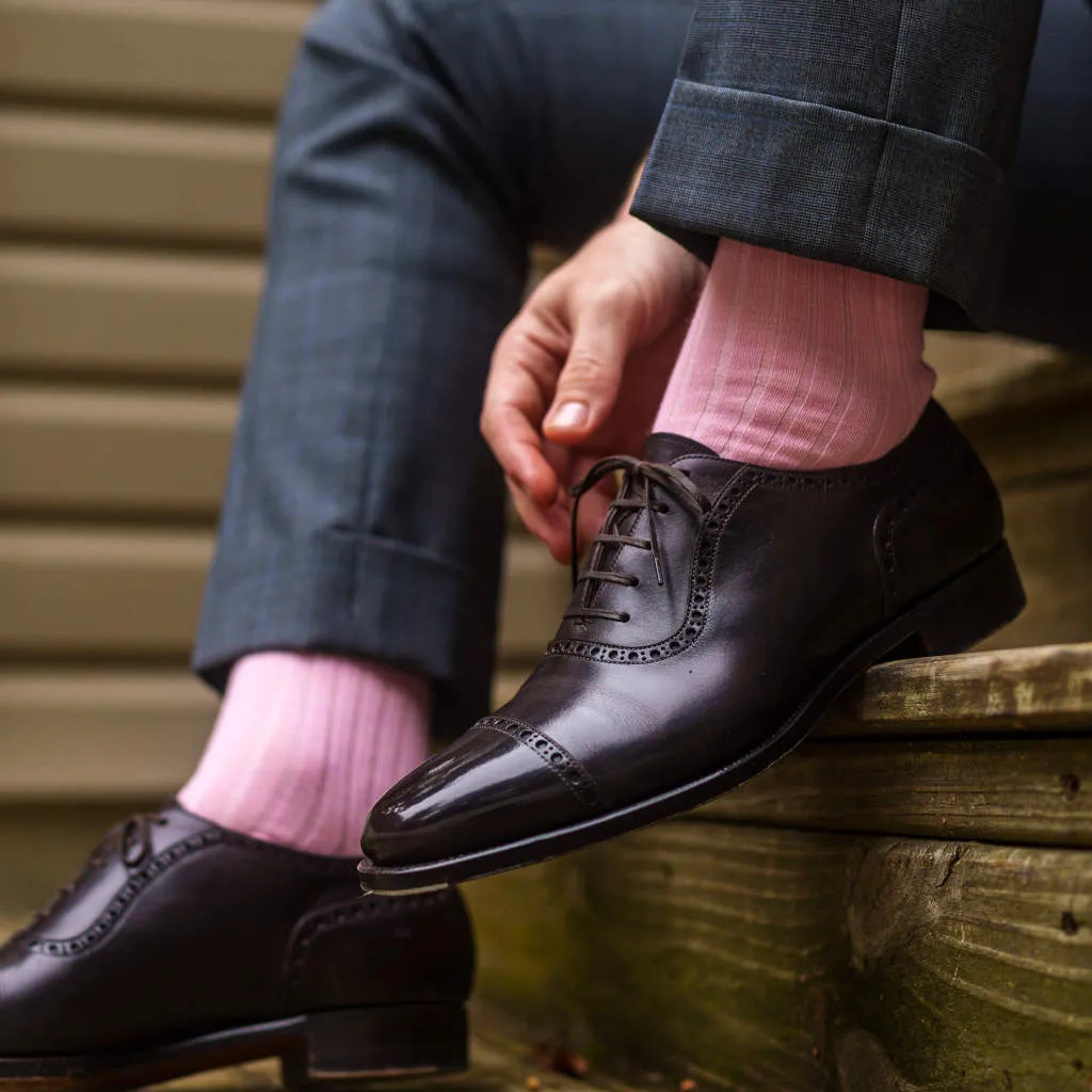 Pink Merino Wool Mid Calf Dress Socks