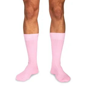 Pink Merino Wool Mid Calf Dress Socks