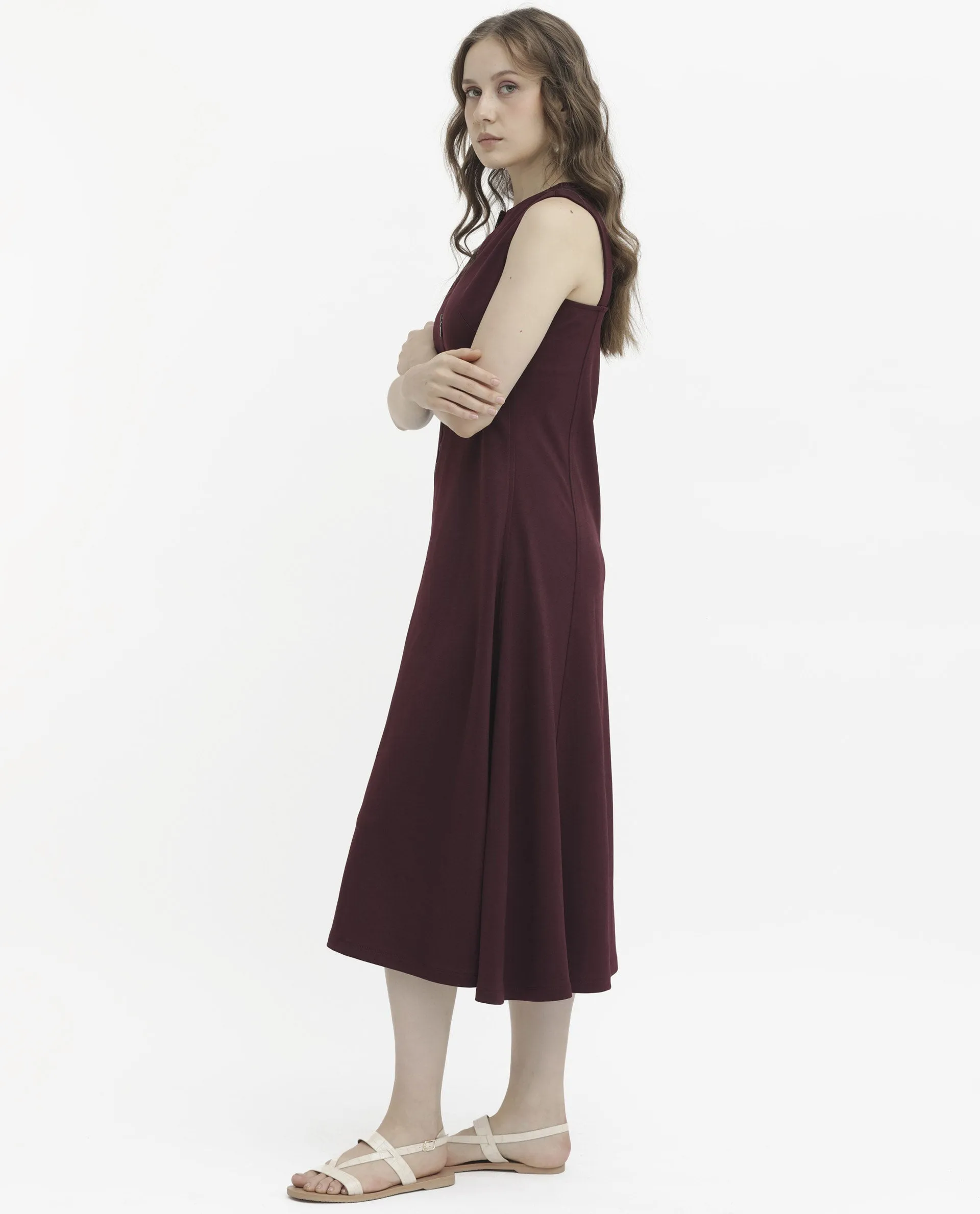 Rareism Womens Shoko Brown Dress Sleeveless Crew Neck Solid