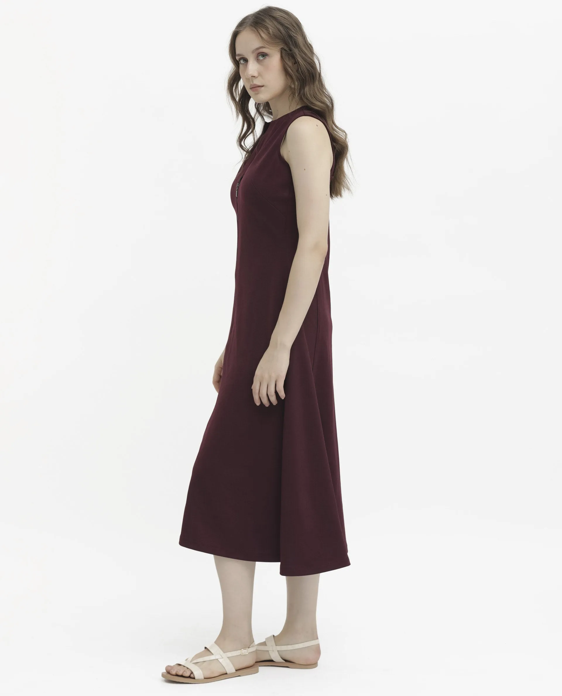 Rareism Womens Shoko Brown Dress Sleeveless Crew Neck Solid