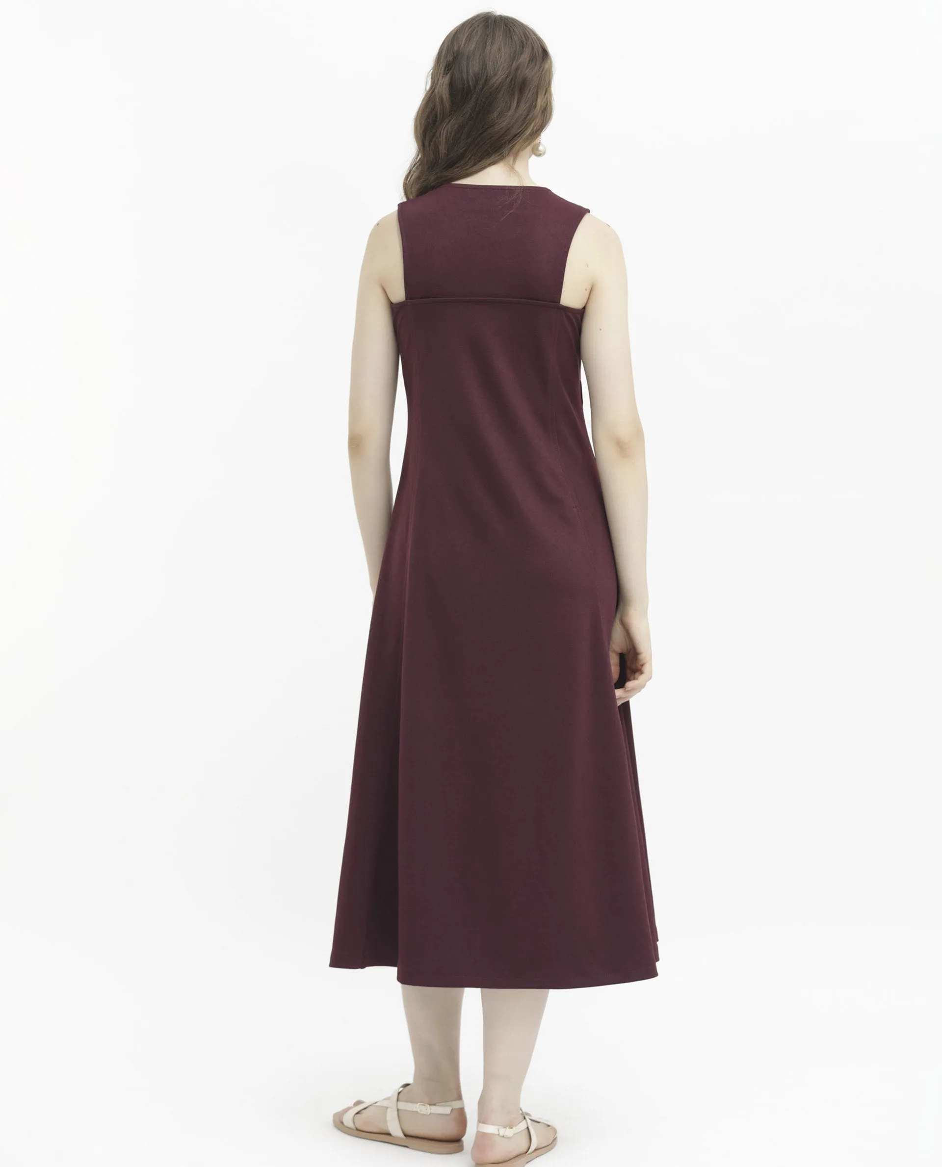 Rareism Womens Shoko Brown Dress Sleeveless Crew Neck Solid