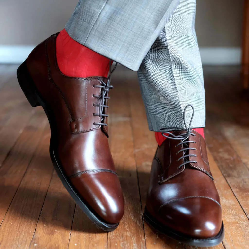 Red Merino Wool Over the Calf Dress Socks