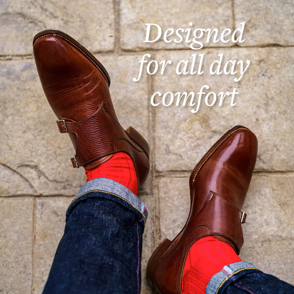 Red Merino Wool Over the Calf Dress Socks