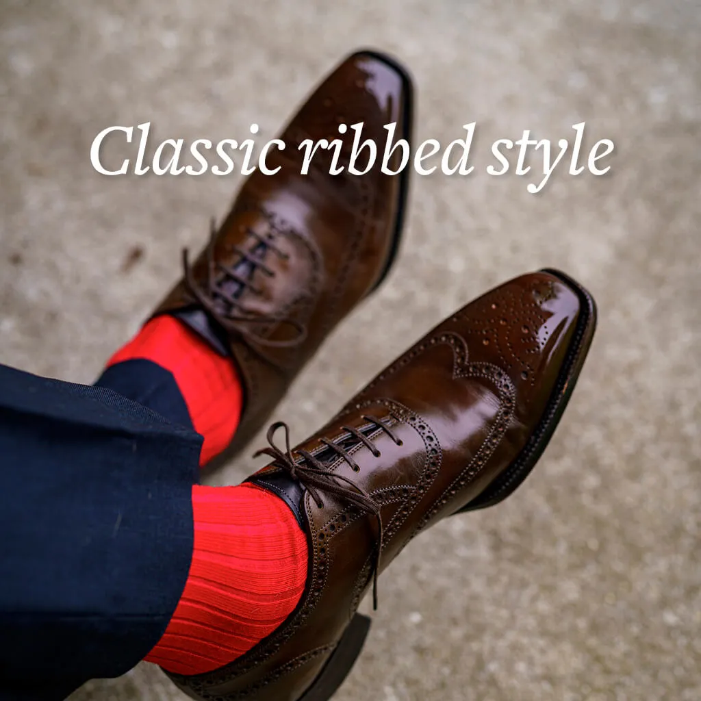 Red Merino Wool Over the Calf Dress Socks