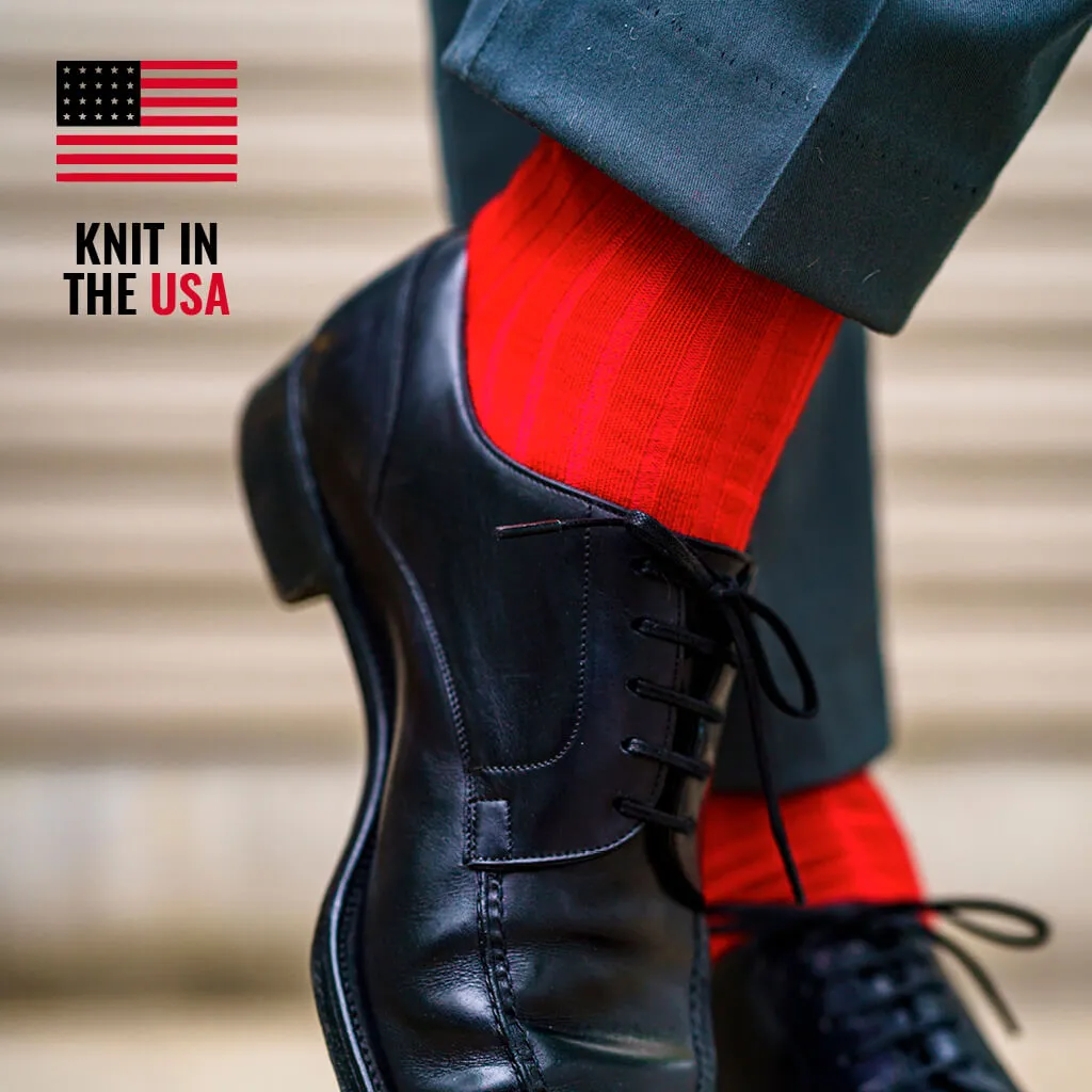 Red Merino Wool Over the Calf Dress Socks