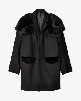 Simone Rocha - Men's Boxy Faux Fur Shoulder Coat - (Black)