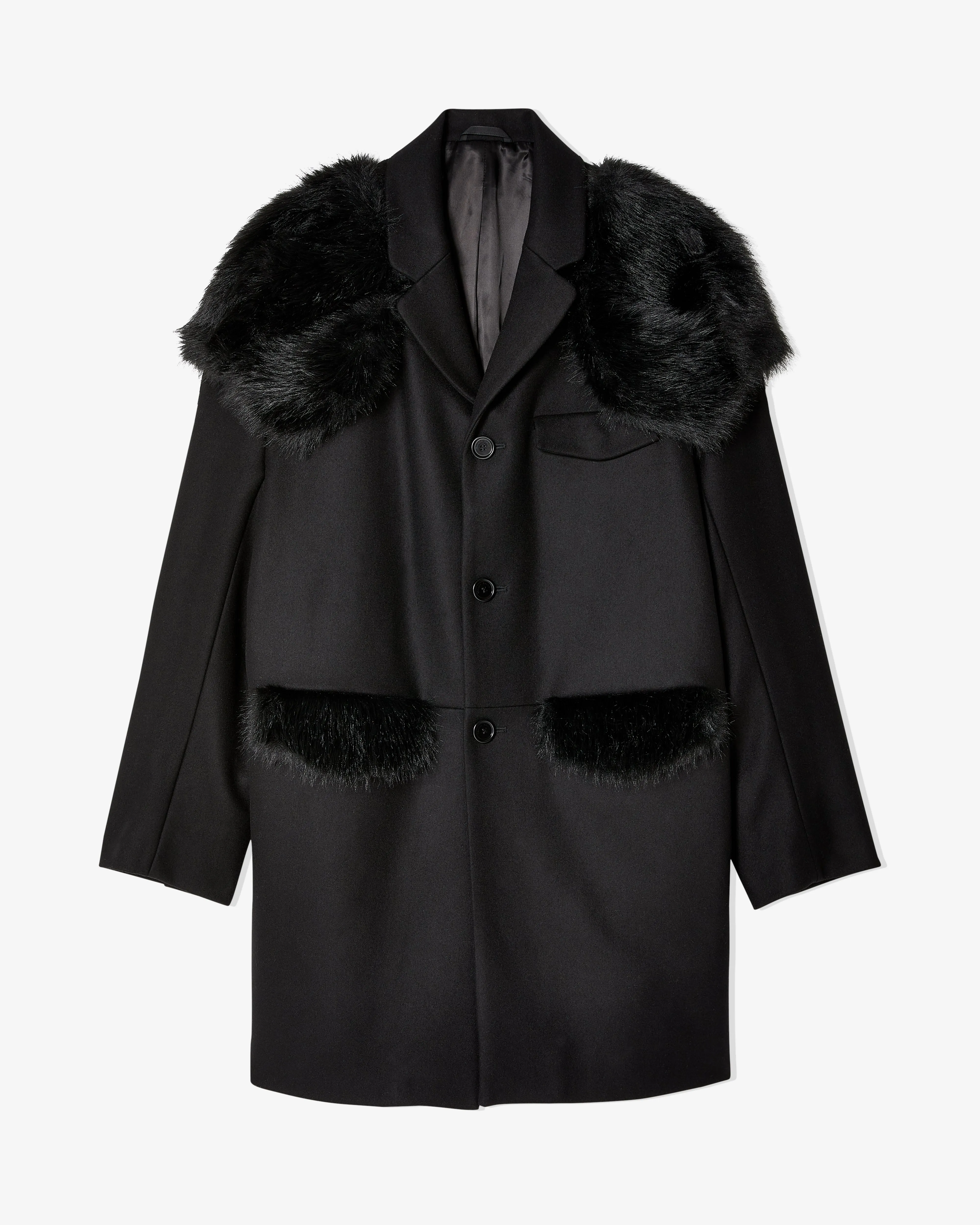 Simone Rocha - Men's Boxy Faux Fur Shoulder Coat - (Black)