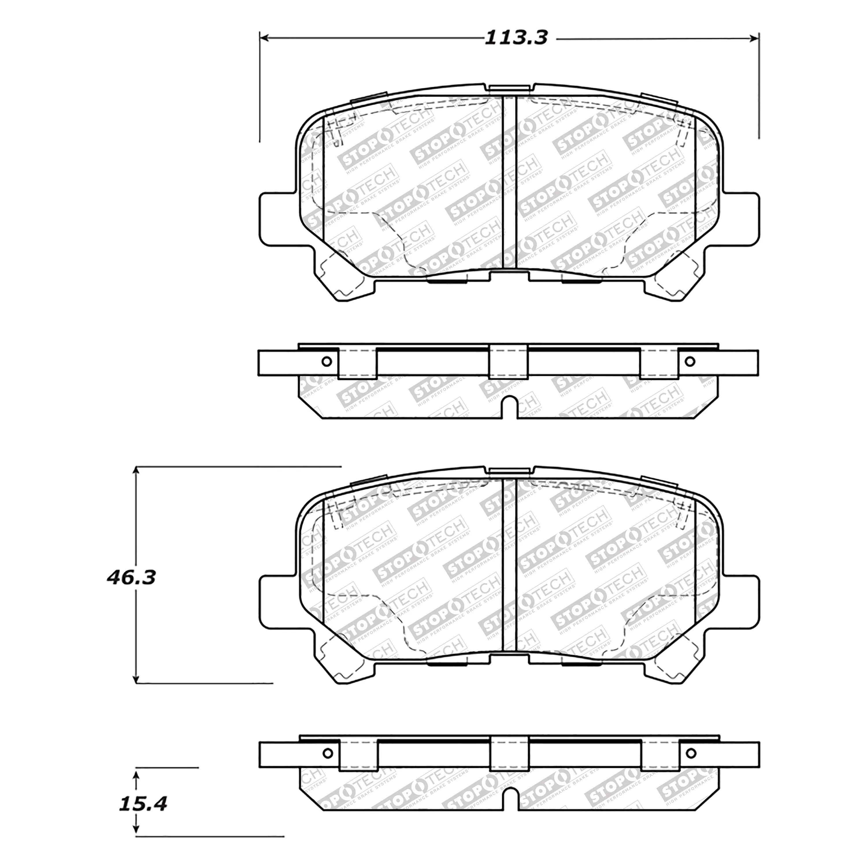 StopTech Street Select Brake Pads Acura MDX (14-16) [Rear w/ Hardware] 305.15850