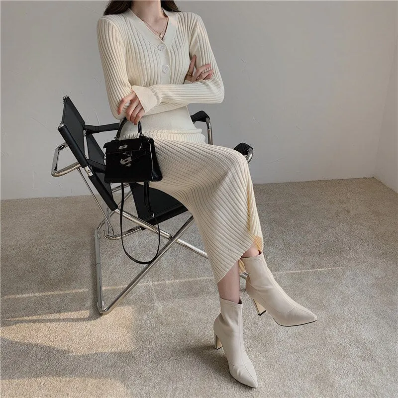 Vintage Knitted Sweater Trendy Long Sleeve Dress