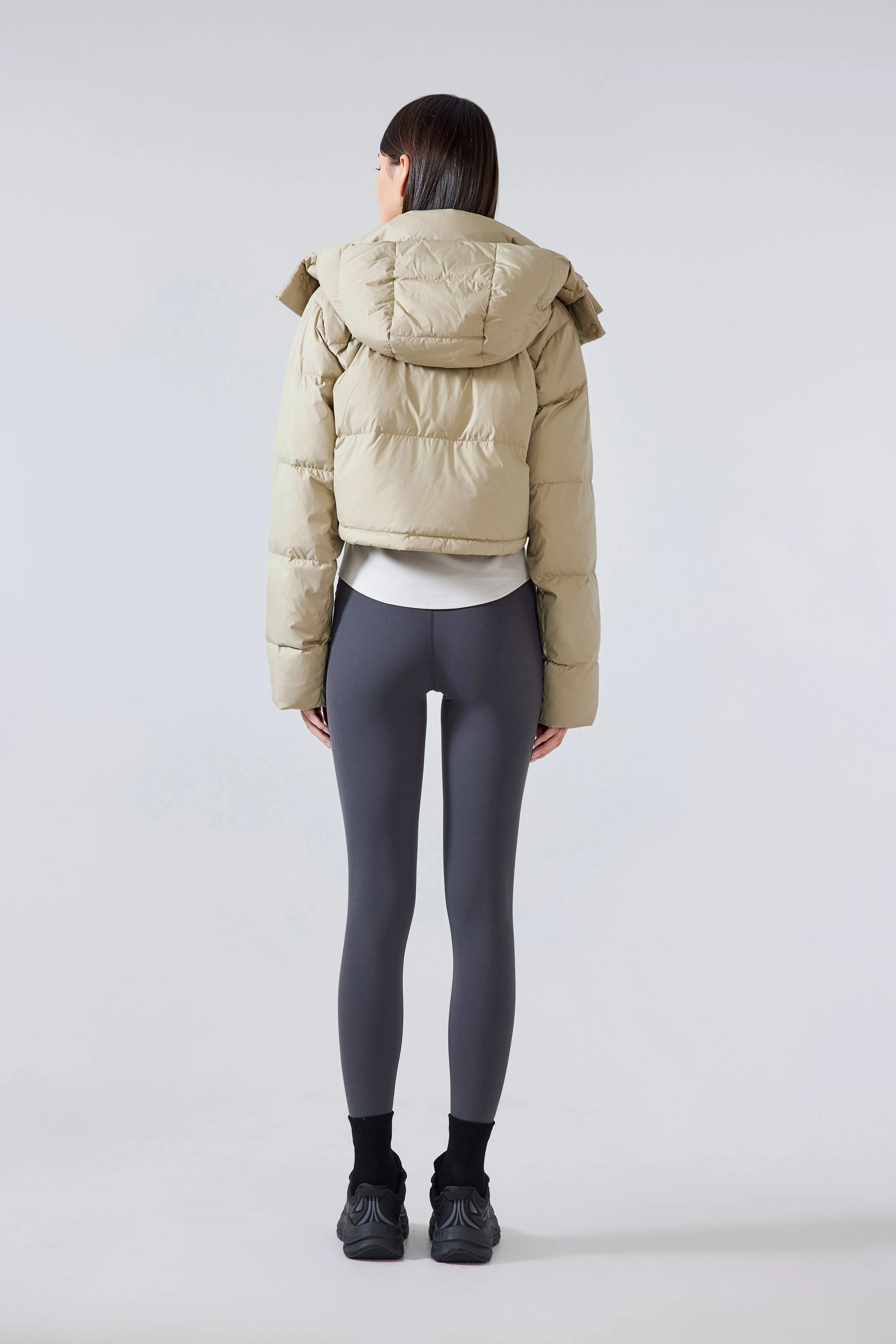 Waterproof, Windproof & Sun Protection Cropped Street Puffer Jacket With Removable Hood & Hidden Pockets