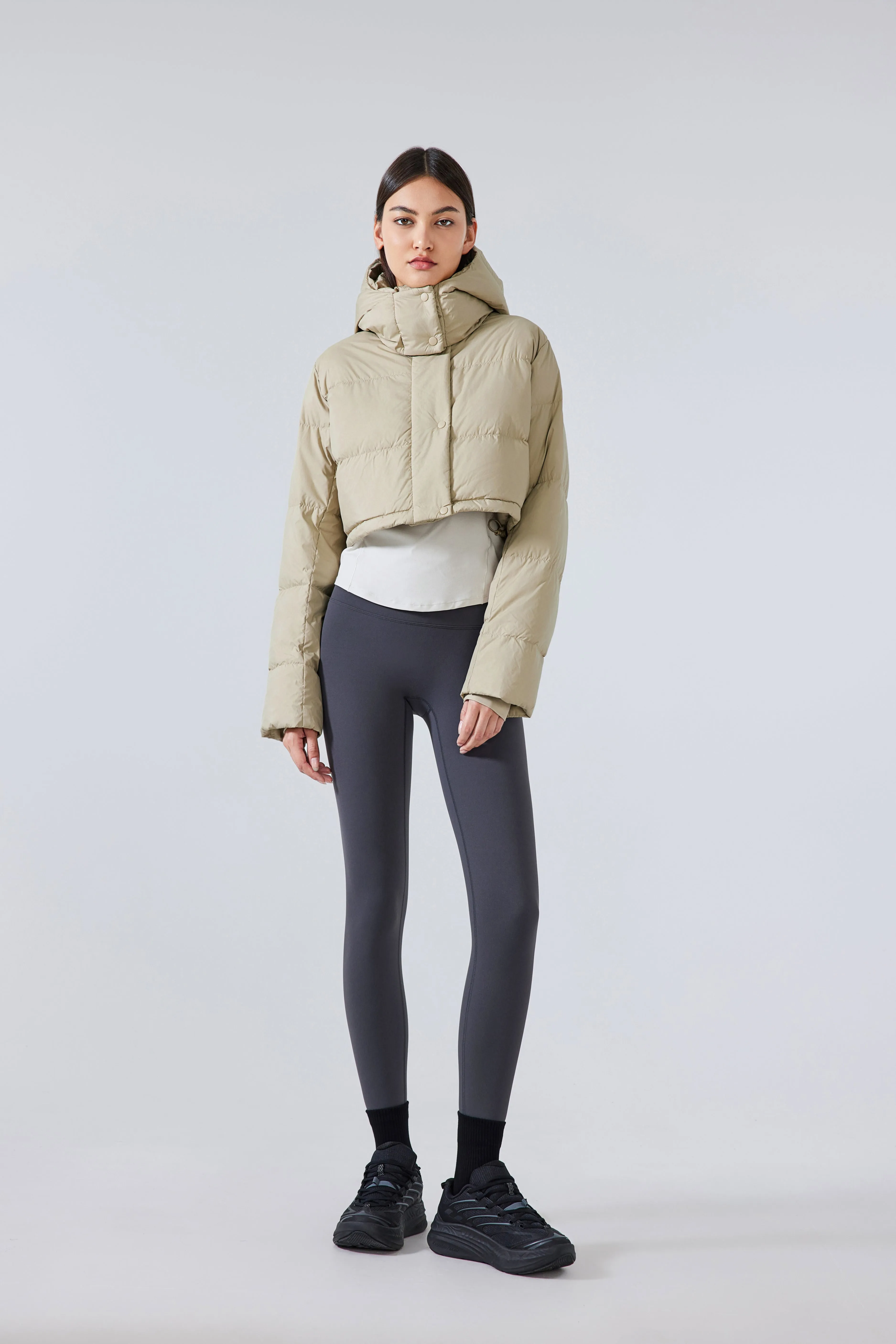Waterproof, Windproof & Sun Protection Cropped Street Puffer Jacket With Removable Hood & Hidden Pockets
