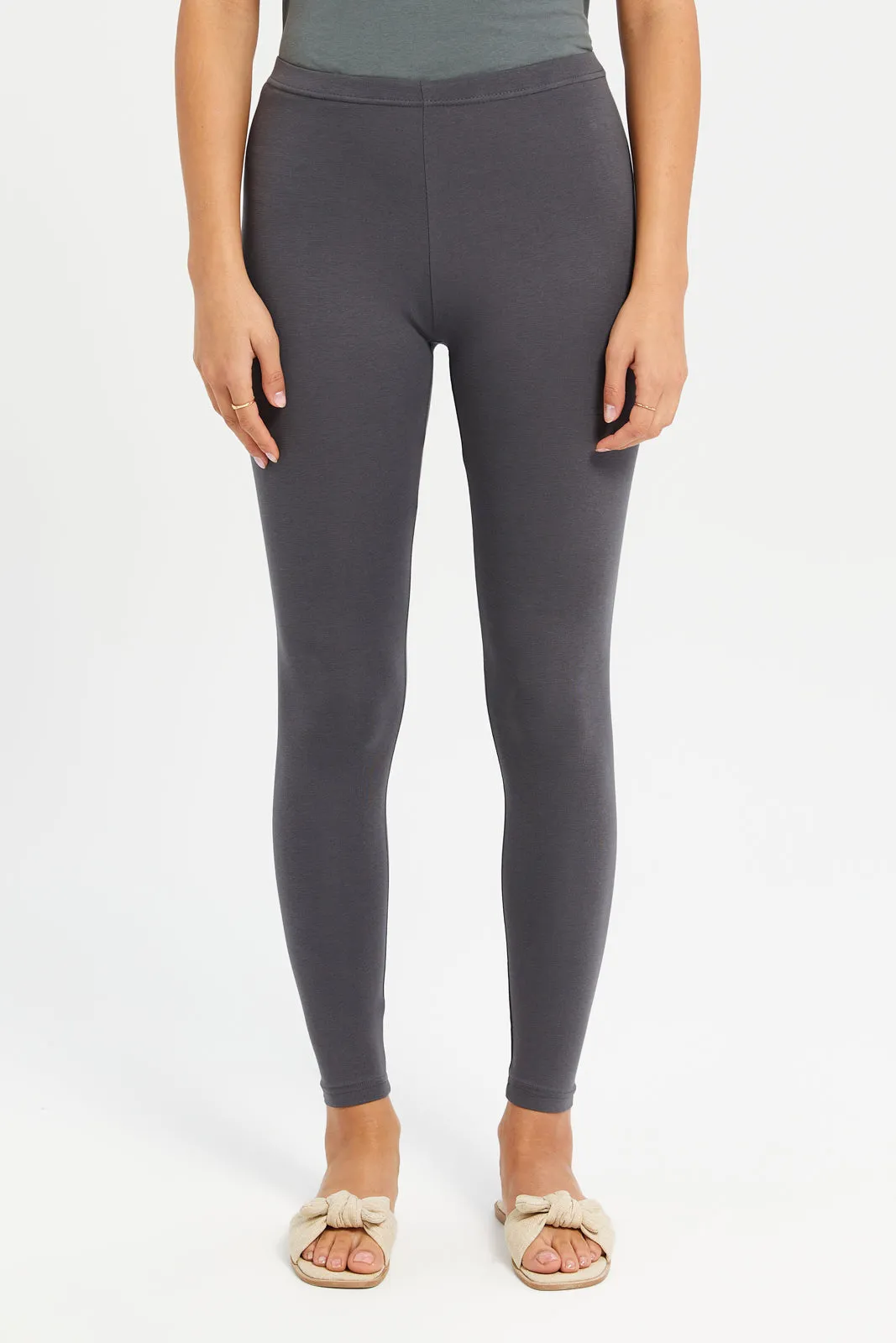 Women Charcoal Elastic Leggings